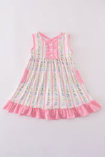 Pink floral print girl ruffle dress - ARIA KIDS