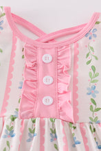 Pink floral print girl ruffle dress - ARIA KIDS