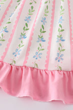 Pink floral print girl ruffle dress - ARIA KIDS