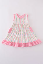Pink floral print girl ruffle dress - ARIA KIDS