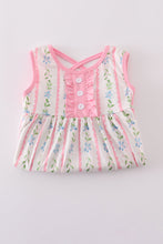 Pink floral print girl ruffle dress - ARIA KIDS