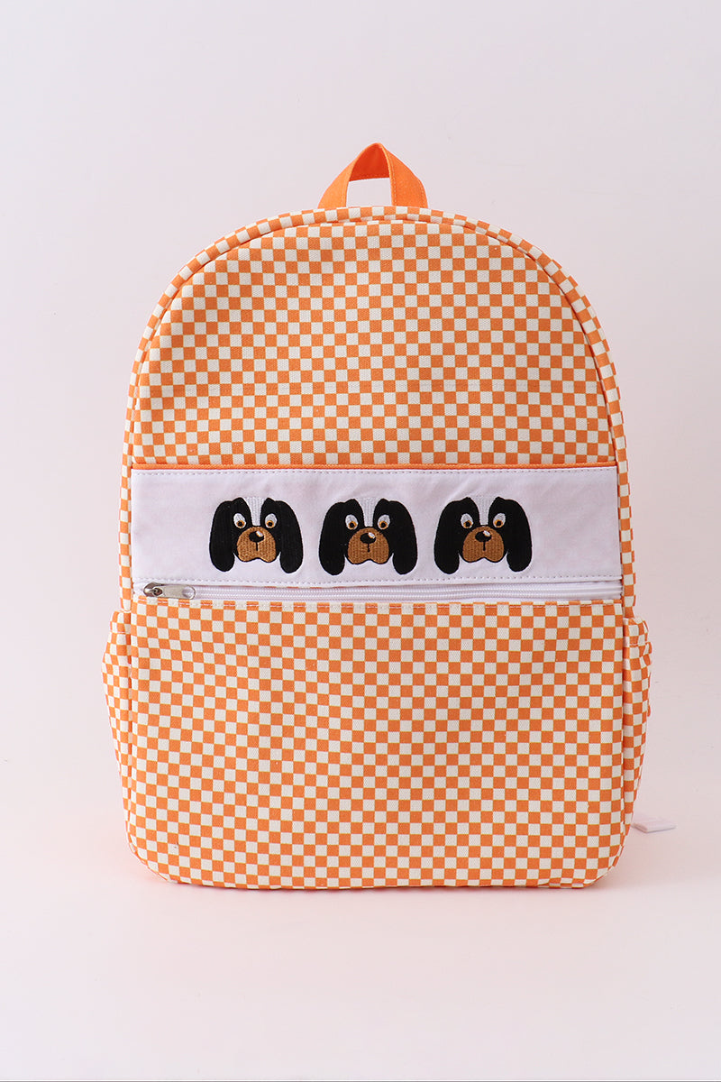 Orange Tennessee embroidery checkered backpack - ARIA KIDS