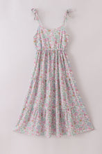 Mint pink floral print mom&me tiered dress - ARIA KIDS