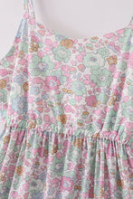 Mint pink floral print mom&me tiered dress - ARIA KIDS