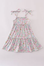 Mint pink floral print mom&me tiered dress - ARIA KIDS