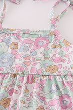 Mint pink floral print mom&me tiered dress - ARIA KIDS