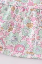 Mint pink floral print mom&me tiered dress - ARIA KIDS