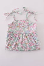 Mint pink floral print mom&me tiered dress - ARIA KIDS