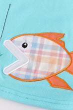 Blue plaid fish embroidery set - ARIA KIDS
