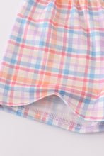 Blue plaid fish embroidery set - ARIA KIDS