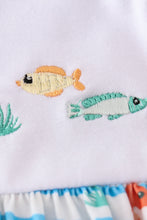 Blue marine creature embroidery dress - ARIA KIDS
