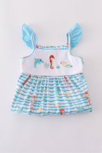Blue marine creature embroidery dress - ARIA KIDS