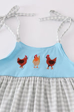 Blue farm chicken embroidery short set - ARIA KIDS