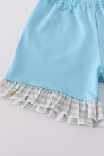Blue farm chicken embroidery short set - ARIA KIDS