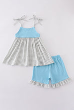 Blue farm chicken embroidery short set - ARIA KIDS