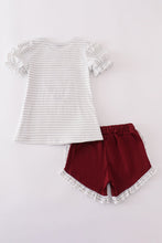 Maroon Mississippi applique stripe set - ARIA KIDS