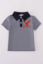 Navy Auburn war eagle embroidery button down shirt - ARIA KIDS