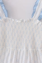 Blue classic lattice charm smocked mom tiered dress - ARIA KIDS