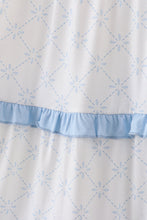 Blue classic lattice charm smocked mom tiered dress - ARIA KIDS