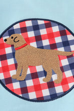 Blue puppy gingham applique shorts set - ARIA KIDS