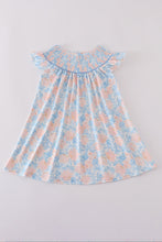 Blue bloom elegance smocked ruffle dress - ARIA KIDS