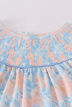 Blue bloom elegance smocked ruffle dress - ARIA KIDS