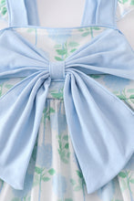 Blue hydrangea print bow ruffle shorts set - ARIA KIDS