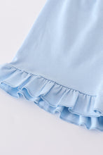 Blue hydrangea print bow ruffle shorts set - ARIA KIDS