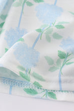Blue hydrangea print bow ruffle shorts set - ARIA KIDS
