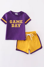 Purple gold LSU GAME DAY glitter shorts set - ARIA KIDS