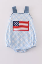 Blue flag embroidery plaid bubble - ARIA KIDS
