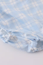 Blue flag embroidery plaid bubble - ARIA KIDS