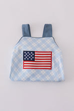 Blue flag embroidery plaid bubble - ARIA KIDS