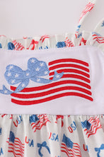 Pink flag embroidery print ruffle dress - ARIA KIDS