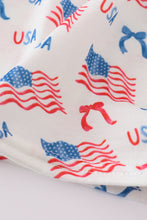 Pink flag embroidery print ruffle dress - ARIA KIDS