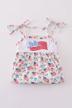 Pink flag embroidery print ruffle dress - ARIA KIDS