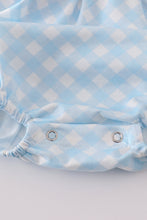 Blue flag embroidery bow gingham bubble - ARIA KIDS