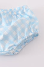 Blue flag embroidery gingham bloomer set - ARIA KIDS