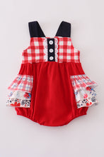 Red floral gingham ruffle bubble - ARIA KIDS