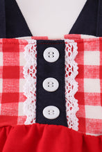 Red floral gingham ruffle bubble - ARIA KIDS