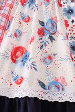 Red floral gingham ruffle dress - ARIA KIDS