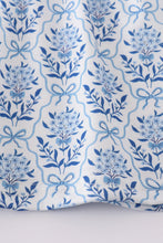 Blue toile garden bow bloomer set - ARIA KIDS