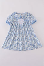 Blue toile garden bow dress - ARIA KIDS