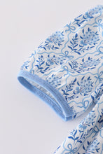 Blue toile garden bow dress - ARIA KIDS