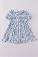 Blue toile garden bow dress - ARIA KIDS
