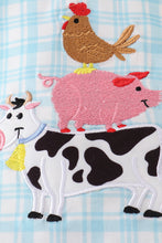 Blue farm applique plaid bloomer set - ARIA KIDS