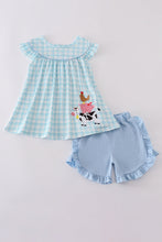 Blue farm applique ruffle shorts set - ARIA KIDS