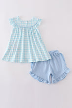 Blue farm applique ruffle shorts set - ARIA KIDS
