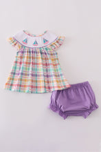 Purple sailboats embroidery bloomer set - ARIA KIDS