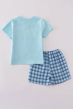 Blue sailboats embroidery smocked shorts set - ARIA KIDS